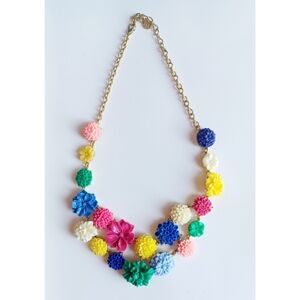 Talbots Vintage Bright Multicolor Plastic Carved Floral Statement Necklace